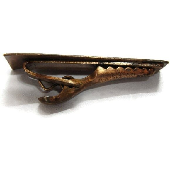 Brown Enamel Copper Metal Neck Tie Clip Clasp - Picture 5 of 9